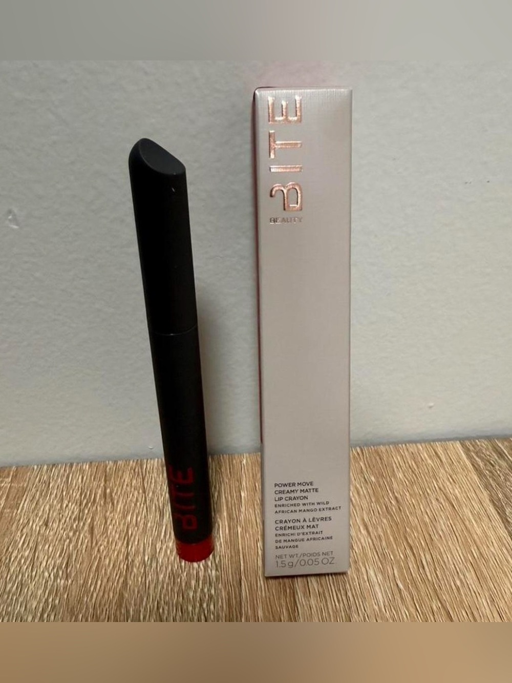 Bite Beauty Matte Lip Crayon in Black with Red Tip